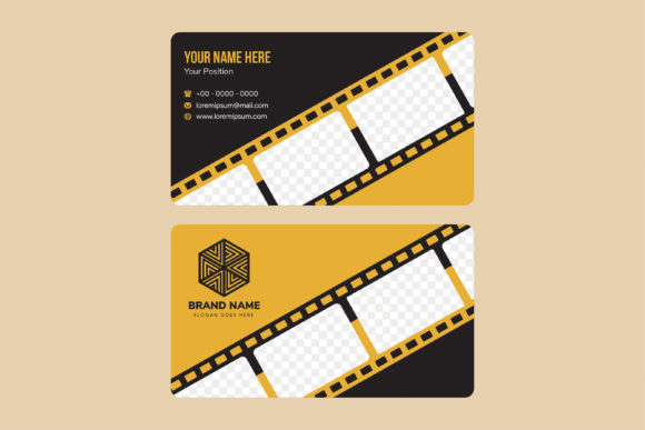 Film Diagonal Business Card: Yellow & Black