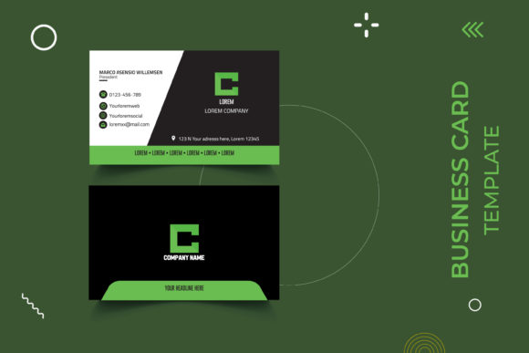 Green and Black Minimal Business Card
