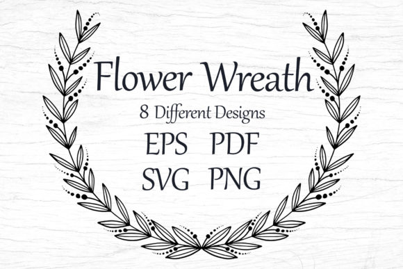 Wreaths Template with Flowers, SVG, EPS